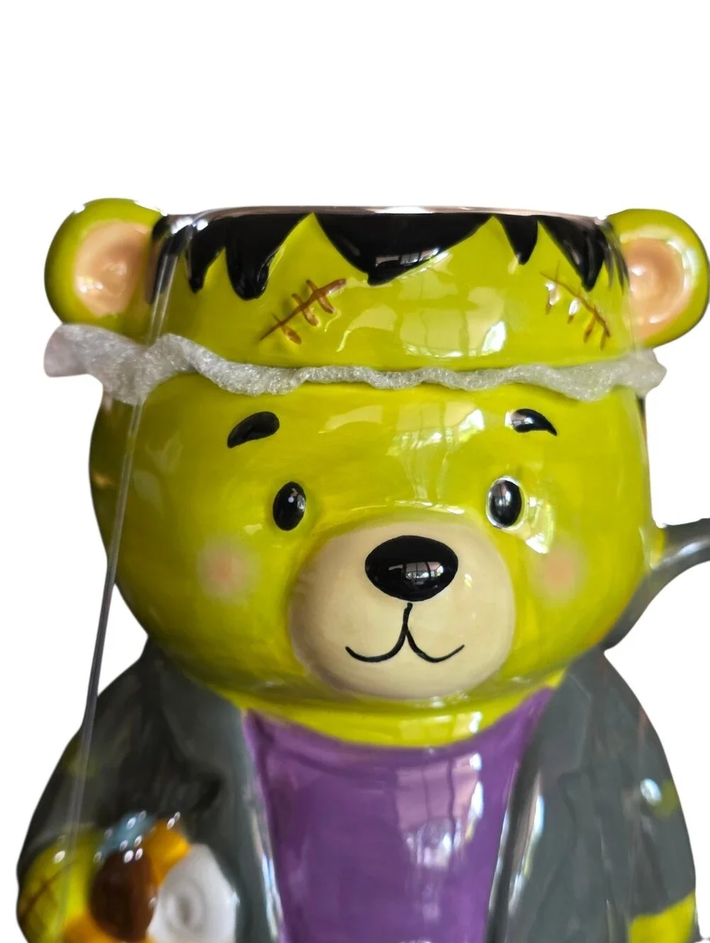 Halloween Franken Bear Ceramic Mug with Lid